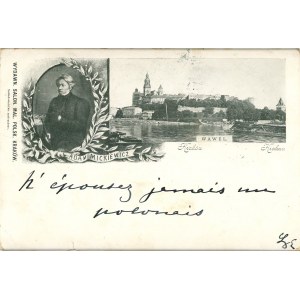 Lithographie, patriotique, Adam Mickiewicz, Wawel, 1898