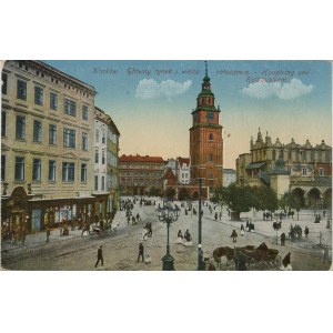 Piazza del mercato principale e torre del municipio, 1916