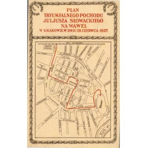 Plan des Triumphzuges von Juliusz Slowacki zum Wawel am 28. Juni 1927