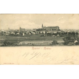 Dębniki - Veduta del castello di Wawel e della città vecchia, 1900 ca.