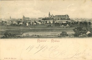 Dębniki - Vue du château de Wawel et de la vieille ville, vers 1900