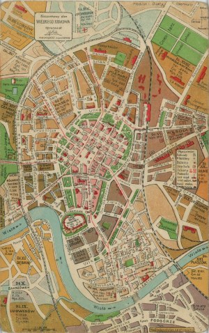 Plan de poche de l'agglomération de Cracovie, vers 1910
