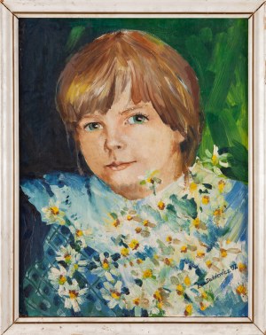Ewa DADELEWICZ (20th century), Girl with flowers, 1992