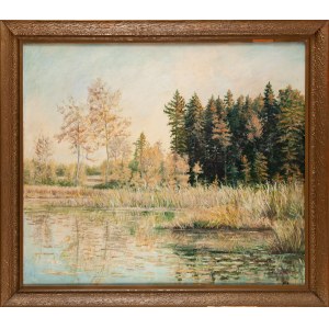 Peintre non spécifié (20e siècle), Roseaux au bord du lac