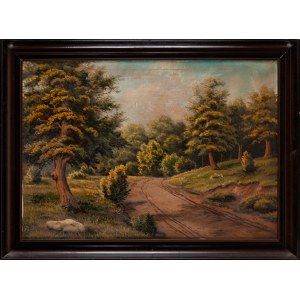 Peintre non spécifié (20e siècle), Route à travers la forêt