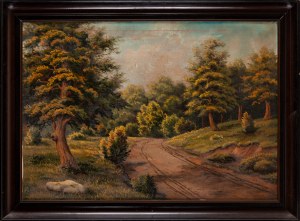 Painter unspecified (20th century), Road through the forest