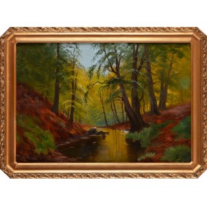 Peintre non spécifié (20e siècle), Un ruisseau dans la forêt