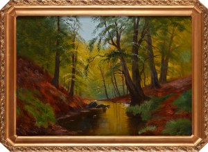 Painter unspecified (20th century), A stream in the forest