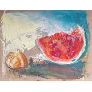 Piotr Strelnik (1956-), Still life with watermelon