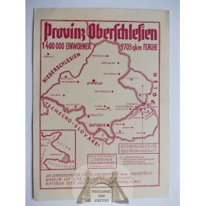 Upper Silesia, fold-out map of divided Silesia, propaganda, circa 1930.