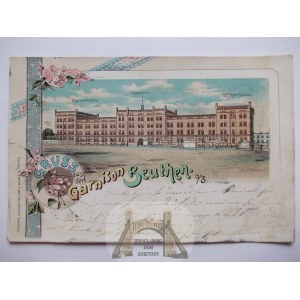 Bytom, Beuthen, barracks, lithograph, ca. 1900.