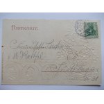 Myslowitz, Myslowitz, triangle of 3 emperors, lithograph, embossed, 1903