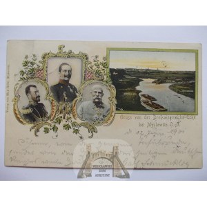 Myslowice, Myslowitz, triangle of 3 emperors, portraits of emperors, 1901