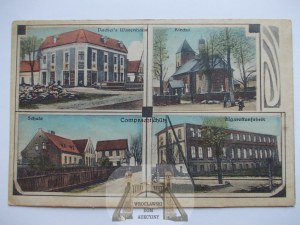 Komprachcice near Opole, church, store, school, factory, 1921