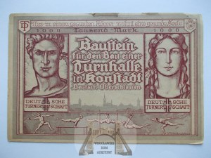 Wołczyn, Konstadt, pocztówka cegiełka na budowę hali gimnastycznej, 1924