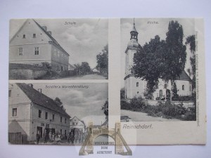 Reńska Wieś k. Koźle, kościół, sklep, szkoła, 1918