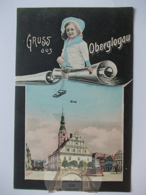 Glogowek, Oberglogau, market square, collage, 1907