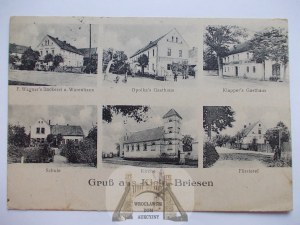 Brzezina Polska near Nysa, church, store, inn, 1932