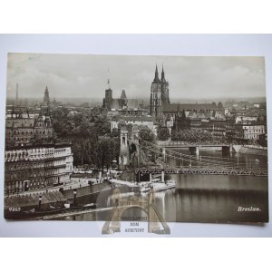 Vratislav, Breslau, panorama Odry z vodárenské věže, asi 1938