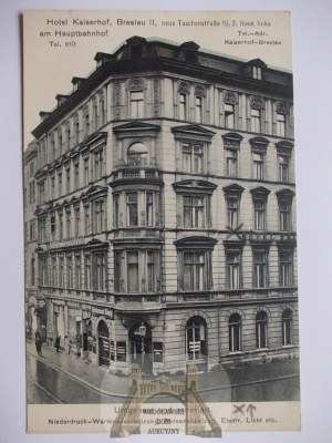 Vroclav, Breslau, hotel Kaiserhof, ulica Piotra Skargiho, asi 1910