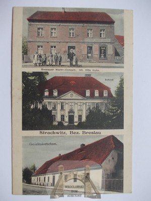 Wrocław, Breslau, Strachowice, Palast, Geschäft, Hofgaststätte, 1915