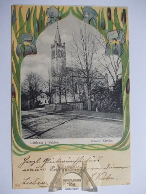 Lubawka, Liebau, evanjelický kostol, secesný rám, 1900