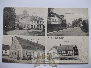 Ruja near Legnica, palace, brewery, station, street, 1910