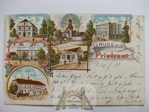 Przedmoście near Glogow, brewery, mill, lithograph 1899