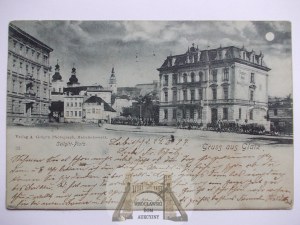 Klodzko, Glatz, Sellgitt Platz, moonlight, 1899