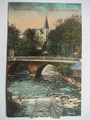 Lądek Zdrój, Bad Landeck, most, ciekawe kolory, 1914