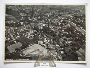 Nowa Ruda, Neurode, aerial panorama, ca. 1938 (mailed after 1945).