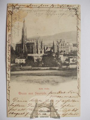 Nowa Ruda, Neurode, panorama, church, 1899