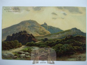 Giant Mountains, Riesengebirge, lithograph, - Linke, ca. 1900.