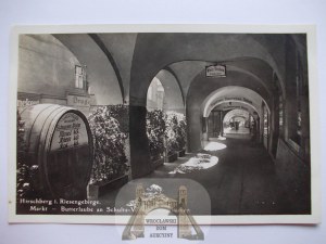 Jelenia Gora, Hirschberg,arcade, winery, large barrel, ca. 1935
