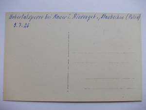 Pilchowice, Mauer, dam, private card, ca. 1926