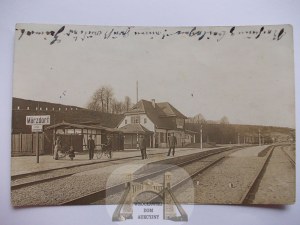 Marczow near Lwow Slaski, train station, platform, private sheet, ca. 1940.