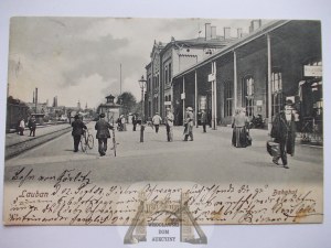 Luban, Lauban, railway station, platform, 1903