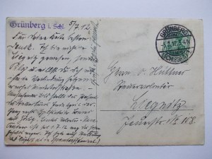 Zielona Góra, Grunberg, boat, private card, 1912