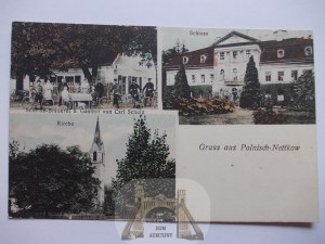 Nietkow near Czerwieńsk, Zielona Góra, palace, church, ca. 1910