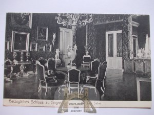 Żagań, Sagan, palác, interiér, červený salón, 1907