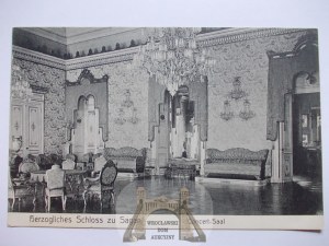 Żagań, Sagan, palace, interior, concert hall, 1907