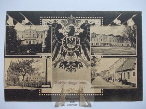 Szlichtyngowa near Wschowa, dairy, street, market, palace, Prussian eagle, ca. 1915