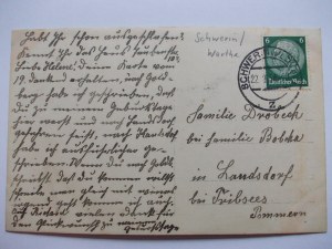 Skwierzyna, Schwerin, townhouse, private card, 1934