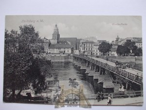 Gorzów, Landsberg, řeka Warta, most, 1912