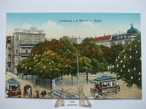 Gorzow, Landsberg, Market Square, tramway, ca. 1917