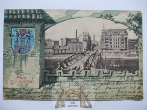 Poznan, bridge, city crest, collage 1901