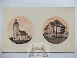 Šamocín, kostol, škola cca 1915