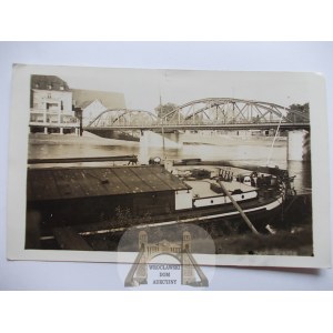 Śrem, Schrimm, most na Warcie, barka 1939
