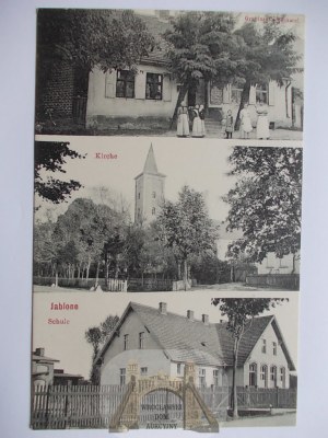 Jabłonna k. Grodzisk Wielkopolski, piekarnia, kościół, szkoła ok. 1910