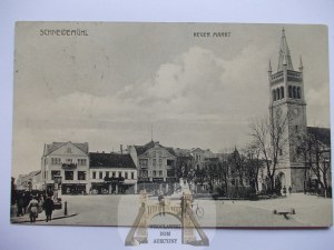 Saw, Schneidemuhl, Market Square, church 1914